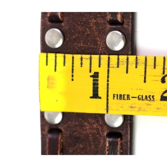 BROWN GENUINE LEATHER 1 1/4"Wd STUDS STITCH CASUAL DRESS WOMEN'S BELT Sz S (99T - Picture 9 of 13
